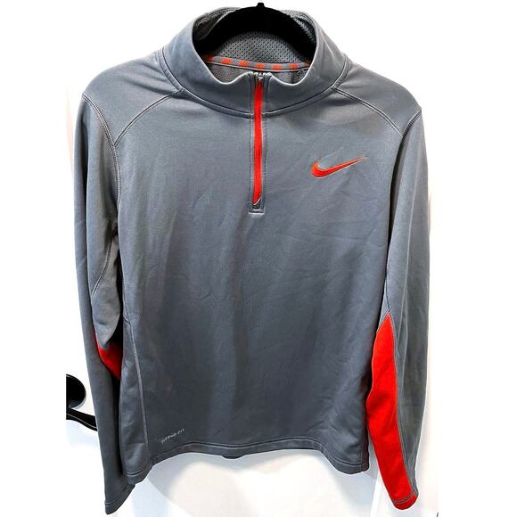 Nike ThermaFit 1/4 zip Pullover • Mens Small in Grey & Orange •Pre-Owned• - Picture 1 of 8